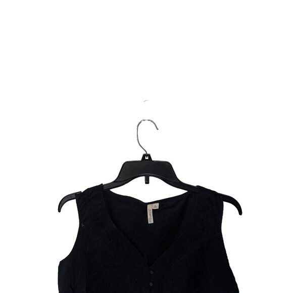 St.John's Bay top plus size 1X peasant boho short sleeve black button up - Picture 2 of 7